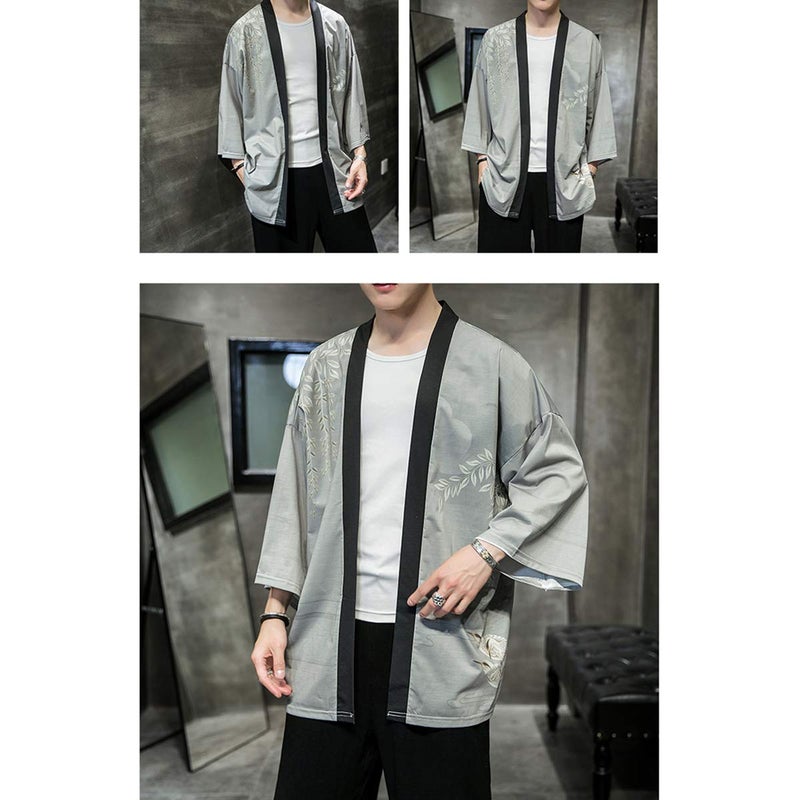 Seidarise Men's Haori Jacket Kimono Cardigan Yukata Noragi Happi Coat - Image 2